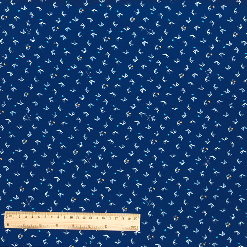 Printed Viscose TISTA Dark Blue / Sandy